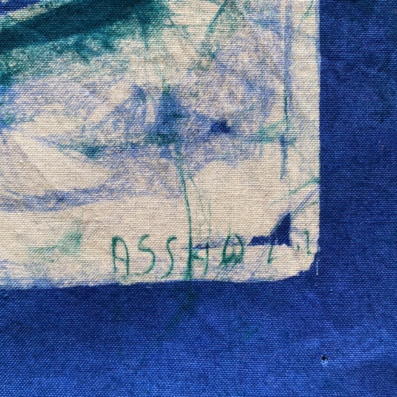 African Batik Hippo Hand Dyed Fabric Panel by Artist Theodore Asshola - Picture 2 of 8